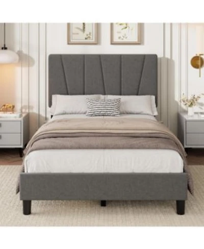 Gaomon California Platform Bed Frame With 3 Level Adjustable Headboard Linen Upholstered Bedframe With Noise Free Slats