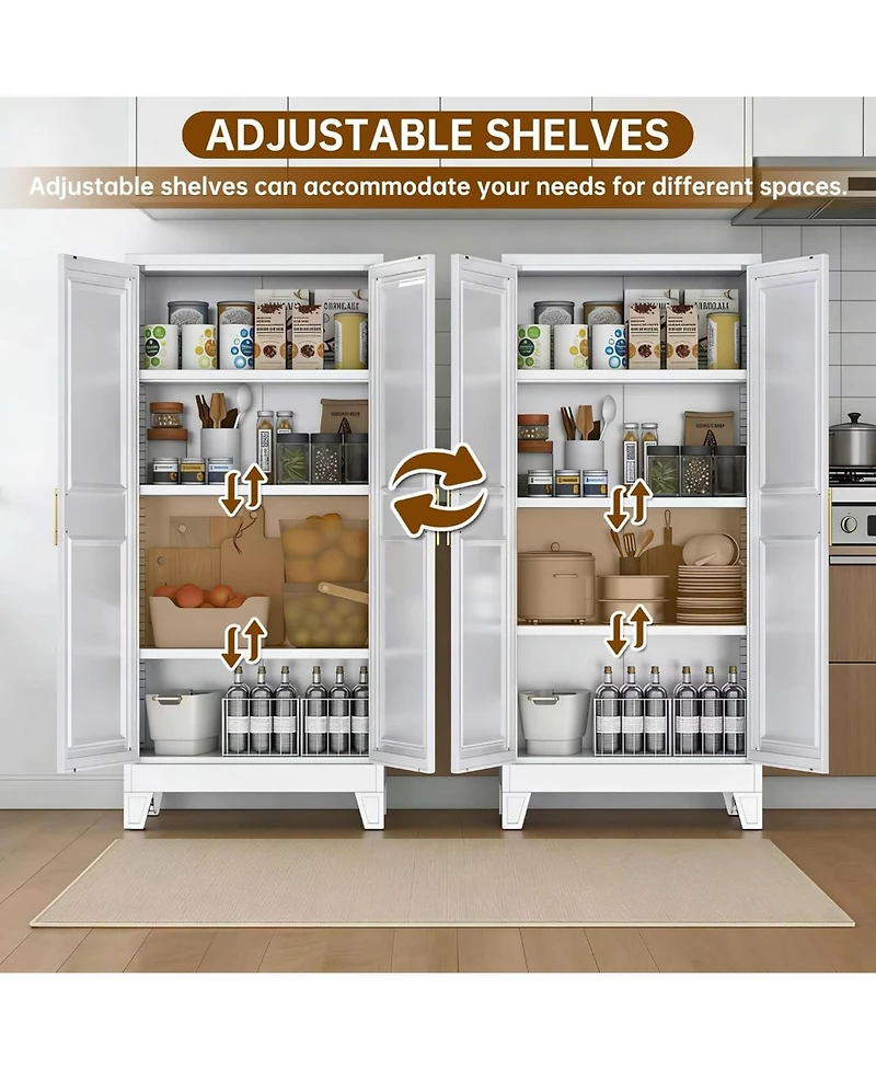 Boyel Living Metal Kitchen Pantry Cabinet with Doors and Shelves, Tall Storage Organizer for Home Office Garage