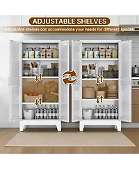 Boyel Living Metal Kitchen Pantry Cabinet with Doors and Shelves, Tall Storage Organizer for Home Office Garage