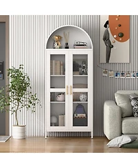 Boyel Living Arched Storage Cabinet with Drawer and Double Doors, Elegant Display Furniture for Living Room