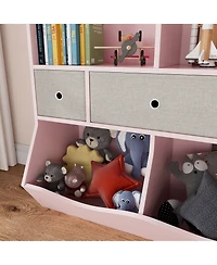 homfan 3-Tier Toy Storage Organizer with Engineered Wood Frame, Fabric Drawers Kids Bookshelf for Bedroom Playroom Nursery