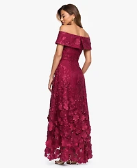 Xscape Women's Off-The-Shoulder Embroidered Floral Ball Gown