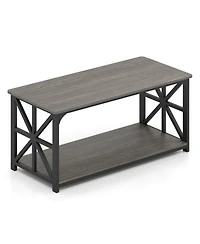 Slickblue 2-Tier Coffee Table with Storage Shelf, Modern Center for Living Room