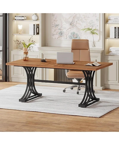 Tribesigns 63" Large Office Desk,Modern Executive Desks with Stylish Legs,Wood Computer Desk,Business Work Desk for Home Office