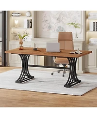 Tribesigns 63" Large Office Desk,Modern Executive Desks with Stylish Legs,Wood Computer Desk,Business Work Desk for Home Office