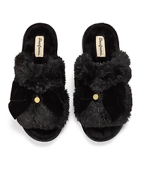 Dearfoams Women's Bianca Pile Slide Slipper with Bow