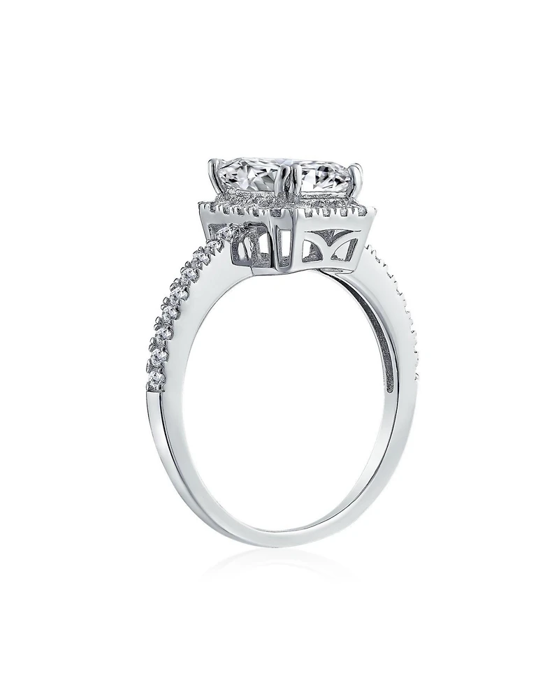 Bling Jewelry Art Deco Style Halo Cz Emerald Cut Promise Ring