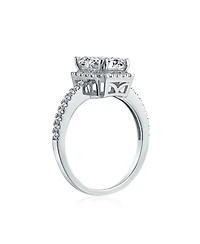 Bling Jewelry Art Deco Style Halo Cz Emerald Cut Promise Ring