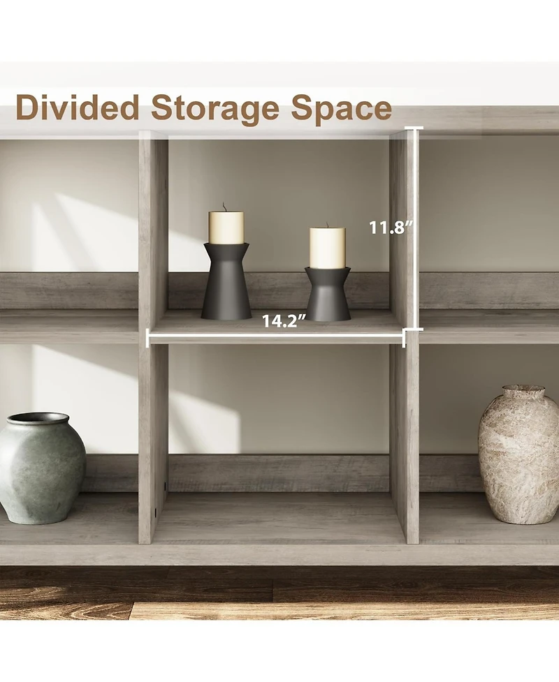 gaomon 8-Cube Farmhouse Storage Bookshelf, Horizontal Wood Bookcase for Entryway & Living Room