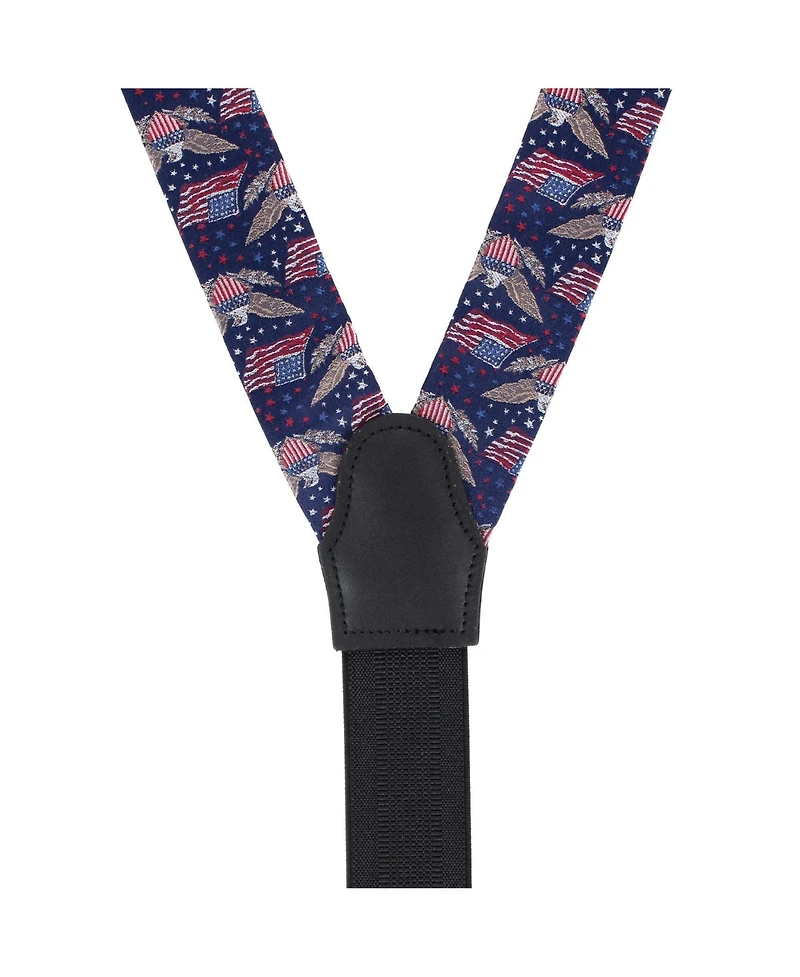 Trafalgar Legacy Soars Patriotic Bald Eagle Silk Novelty Button End Suspenders