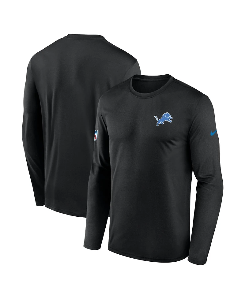 Nike Men's Black Detroit Lions Sideline Small Logo Legend Dri-fit Long Sleeve T-Shirt