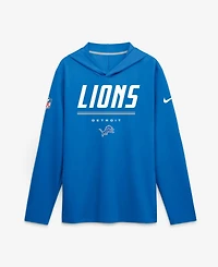Nike Men's Blue Detroit Lions Big & Tall Dri-fit Hooded Long Sleeve T-Shirt
