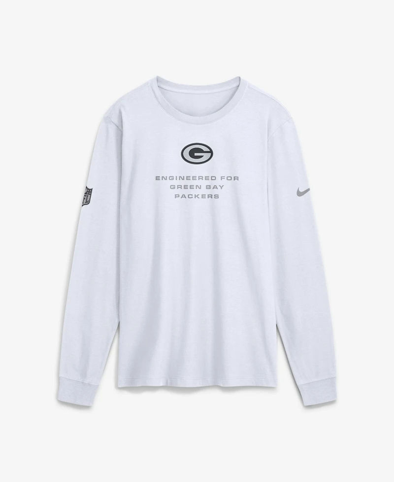 Nike Men's White Green Bay Packers Sideline Bold Arch Star Dri-fit Long Sleeve T-Shirt