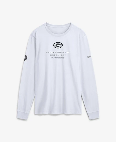 Nike Men's White Green Bay Packers Sideline Bold Arch Star Dri-fit Long Sleeve T-Shirt