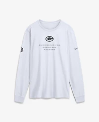 Nike Men's White Green Bay Packers Sideline Bold Arch Star Dri-fit Long Sleeve T-Shirt