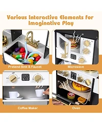Slickblue Kids Wooden Play Kitchen with Lights and Sound Effects