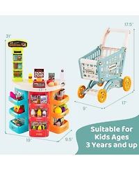 Slickblue 76 Piece Kids Grocery Store Play Set with Shopping Cart Pretend
