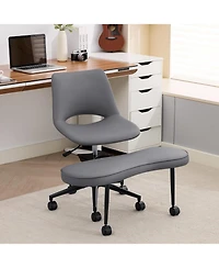 gaomon Ergonomic Cross-Legged Lounge Chair, Wide Meditation Seat with High Lumbar Support, 360 Degree Swivel, Adjustable Height with Wheels