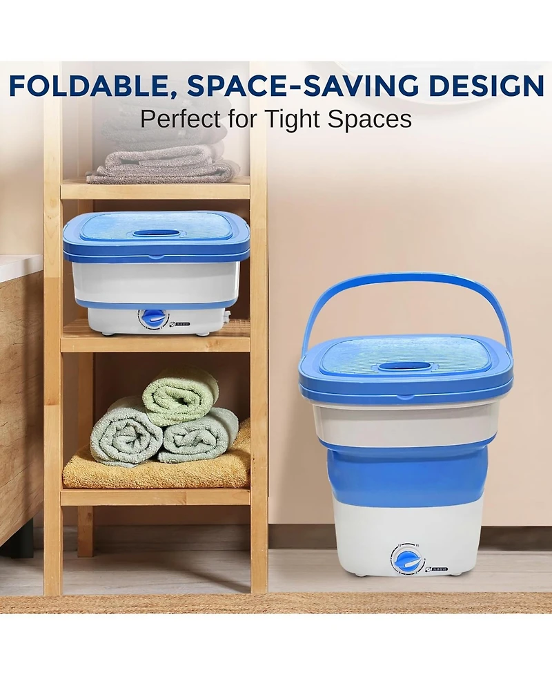 Pure Clean Portable Mini Washing Machine Lightweight Collapsible Bucket - Perfect for Camping, Travelling, Apartment