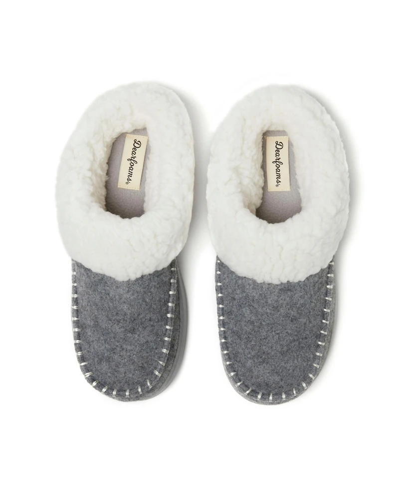 Dearfoams Women's Nyla Felted Plaid Moc Toe Clog Slippers