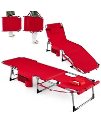 Gouun Set of 2 Portable Tanning Chairs with 4-Level Adjustable Backrest