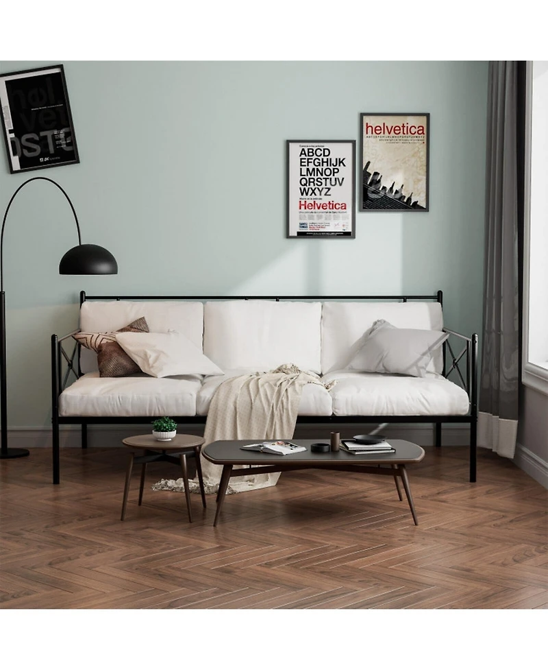 Gouun Twin Metal Daybed Frame Steel Slats Sofa Bed Victorian Style