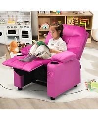 Gouun Padded Kids Recliner Chair with Cup Holder and Footrest
