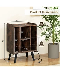 Gouun Record Player Stand with Vinyl Storage and Charging Station