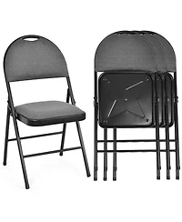 Gouun 4-Piece Padded Folding Chairs Fabric Backrest Metal Frame Set