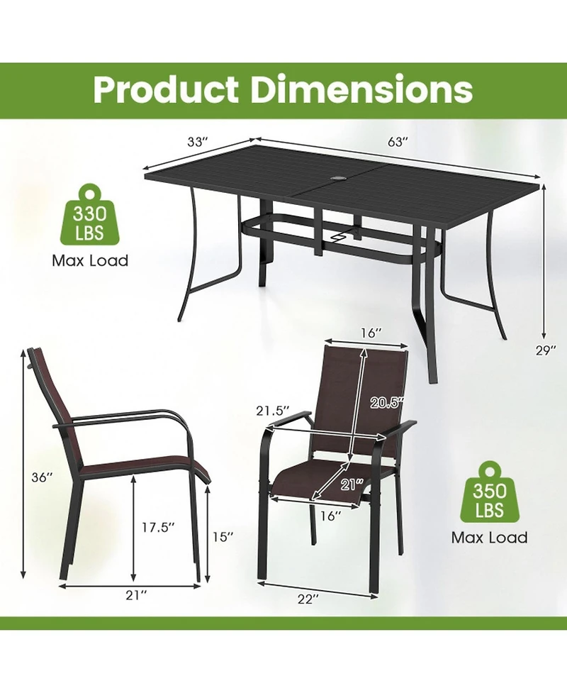 Gouun 7-Piece Outdoor Patio Dining Set for 6 People
