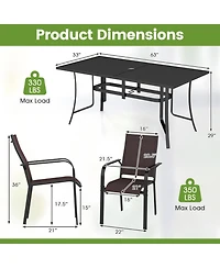 Gouun 7-Piece Outdoor Patio Dining Set for 6 People