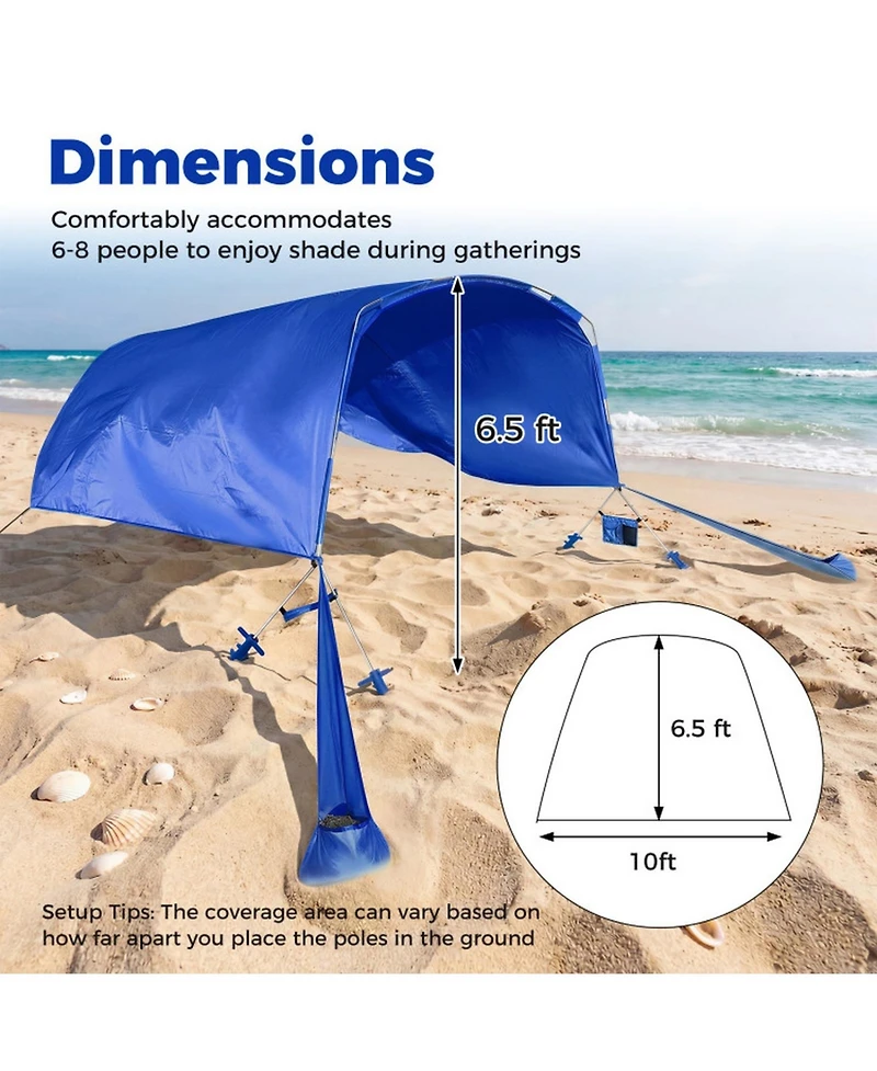 Gouun Wind-Powered Beach Tent Portable Sun Shelter with Carry Bag