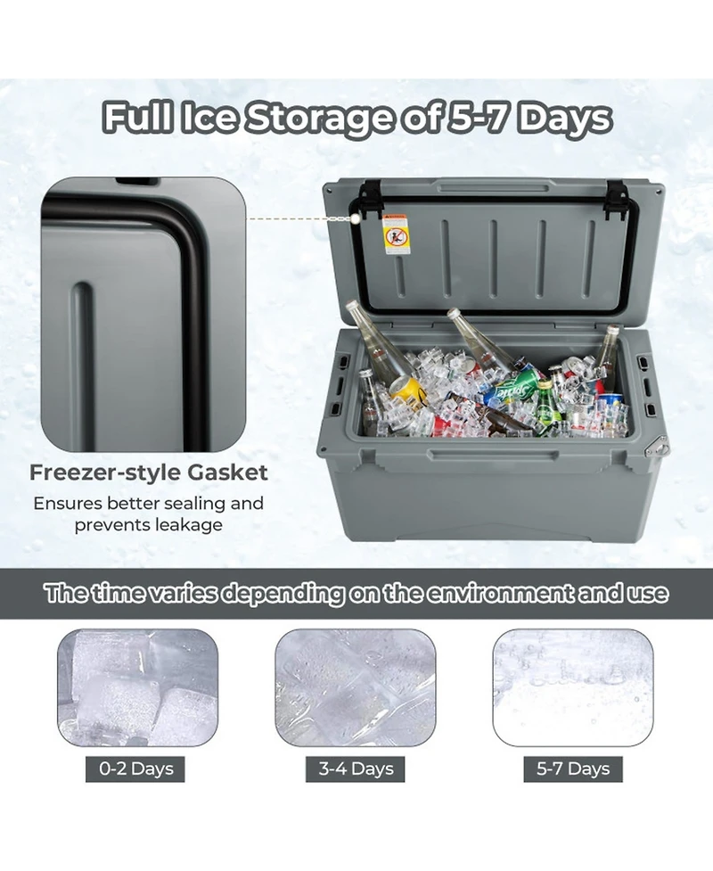 Gouun 50-Quart Rotomolded Cooler with Cup Holders and Bottle Opener