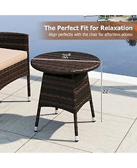 Gouun 3-Piece Patio Bistro Set with 2 Woven Chairs and Round Side Table