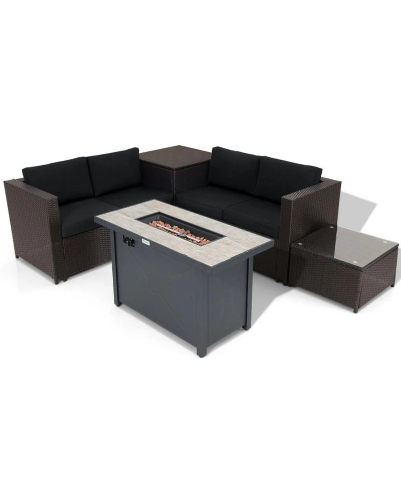 Gouun 5-Piece Patio Conversation Set with 60,000 Btu Propane Fire Pit Table