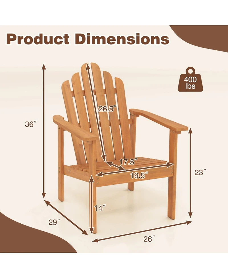 Gouun Stackable Acacia Wood Adirondack Chair Set of 2 with Side Table