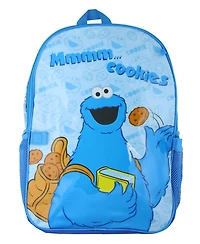 Sesame Street Cookie Monster Backpack 5-Piece Mega Set Cookie Time Kids School Bag Lunch Box Pencil Case Water Bottle 16"