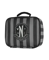 Wednesday Tv Show Striped Nevermore Academy Student Girls Insulated Lunch Box Food Tote Bag 10"