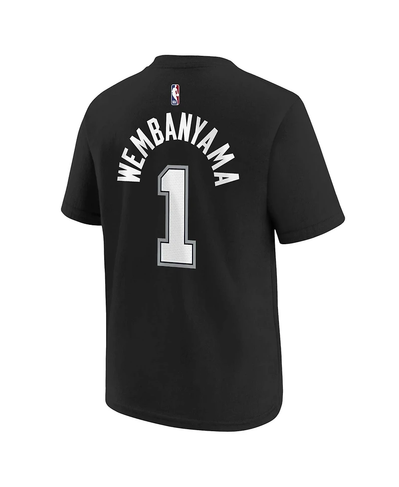 Nike Big Boys and Girls Victor Wembanyama Black San Antonio Spurs Icon Name Number T-Shirt