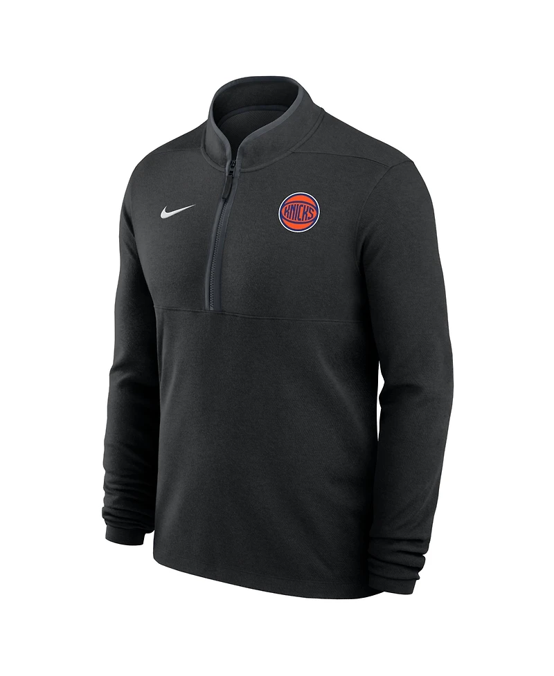 Nike Men's Black New York Knicks Dri-fit Victory Quarter-Zip Pullover
