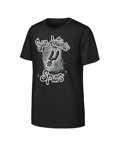 Outerstuff Big Boys and Girls Black San Antonio Spurs Air Brush T-Shirt