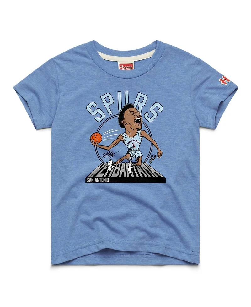 Homage Big Boys and Girls Victor Wembanyama Light Blue San Antonio Spurs Caricature Tri-Blend T-Shirt