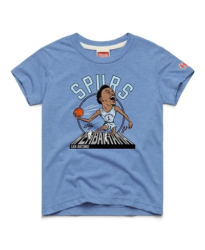 Homage Big Boys and Girls Victor Wembanyama Light Blue San Antonio Spurs Caricature Tri-Blend T-Shirt