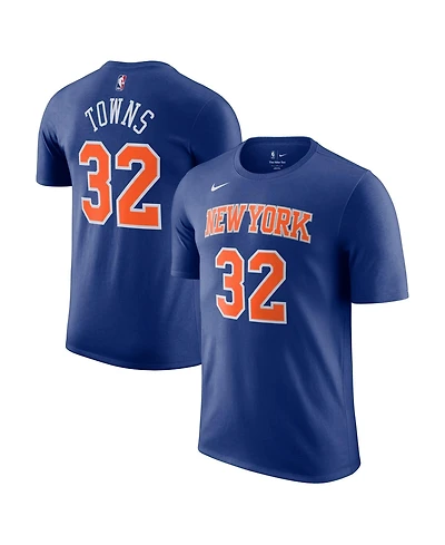 Nike Men's and Women's Karl-Anthony Towns Blue New York Knicks Name Number T-Shirt - Icon Edition