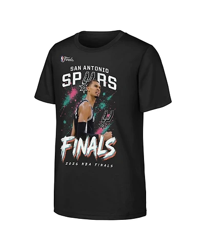 Outerstuff Big Boys and Girls Victor Wembanyama Black San Antonio Spurs 2026 Nba Finals Grit T-Shirt