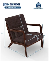 gaomon 2-Piece Snow Texture Fabric Reading Chairs, Mid-Century Style, Sturdy Wooden Frame, Equipped with Lumbar Pillows.
