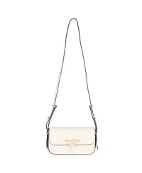 Pre-Owned Prada White Smooth Calfskin Triangle Logo Flap Bag