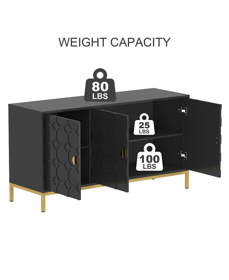 Clihome Freestanding Storage Cabinet 3-Door Accent