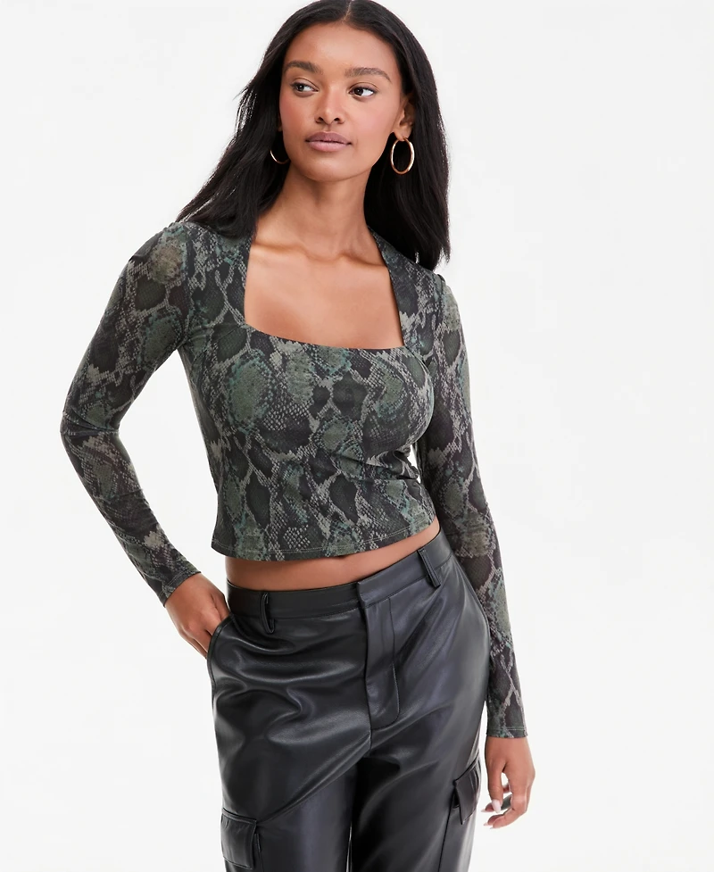 Bar Iii Women's Square-Neck Cropped Top, Macy's Exclusive