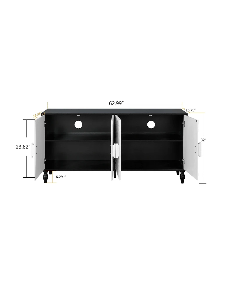 Clihome Large Faceted Carved and Spliced Doors Combined with Frames for Tv Stand Table, Sideboards, Accent Cabinets